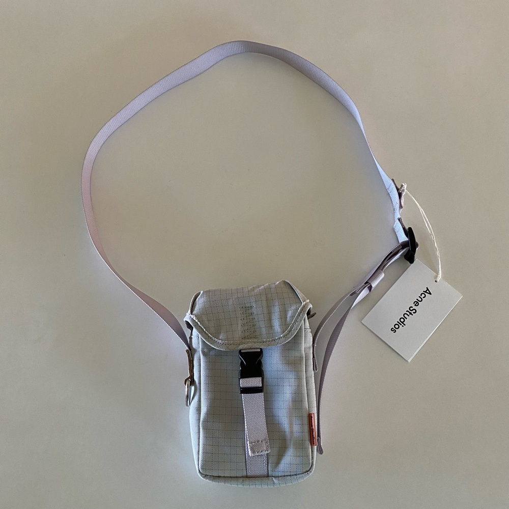 Acne Studios Adyen Post Ripstop Cross Body Bag Cold Beige/Lilac Purple